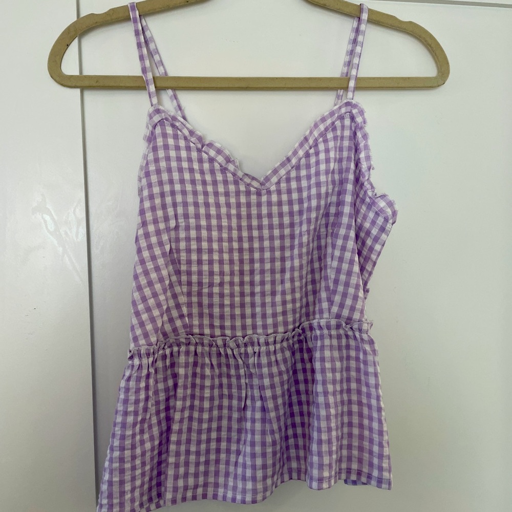 Checkered peplum tank top